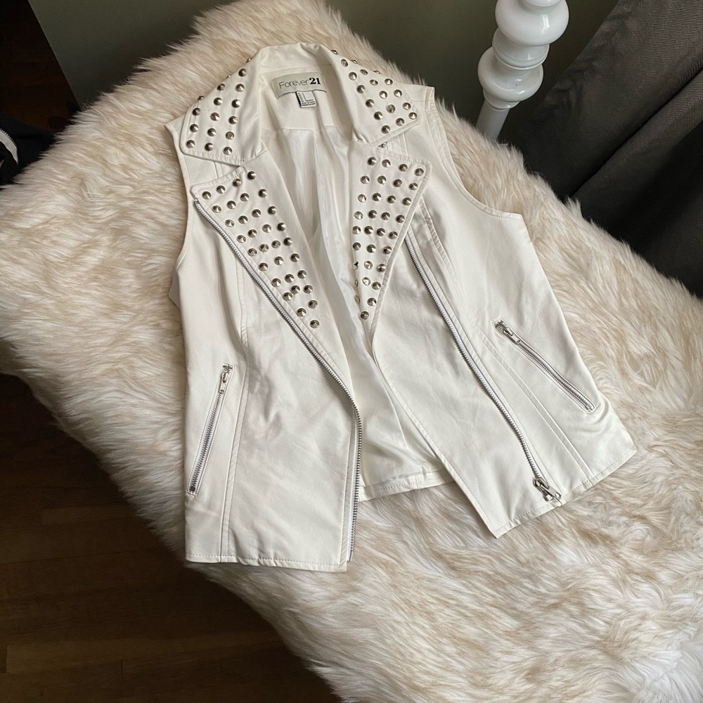 Studded faux leather vest
